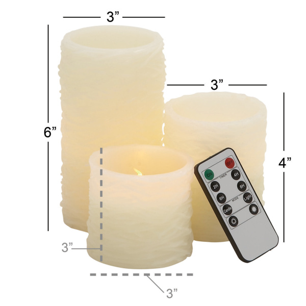 603235 Cream Set Of 3 Cream Traditional Resin Flameless Candle 1
