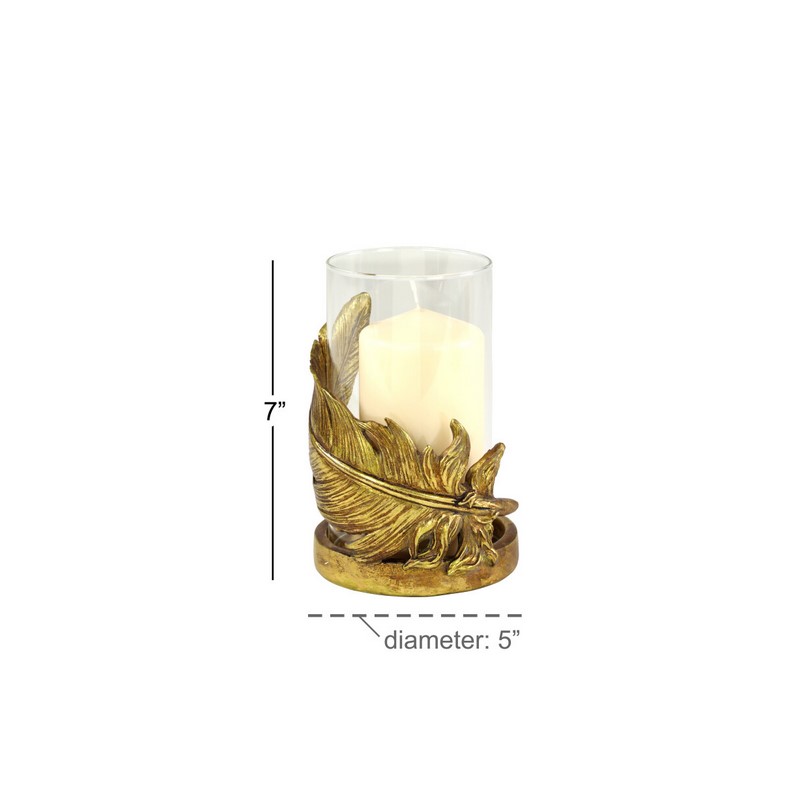 603265 Gold Clear Gold Glass Traditional Candlestick Holders 3