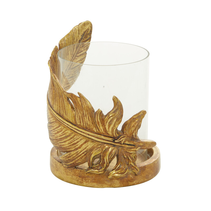 603265 Gold Clear Gold Glass Traditional Candlestick Holders 8