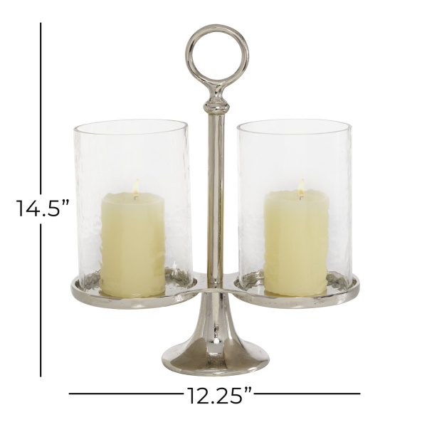 603280 Clear Silver Aluminum Traditional Candle Holder Lantern 1