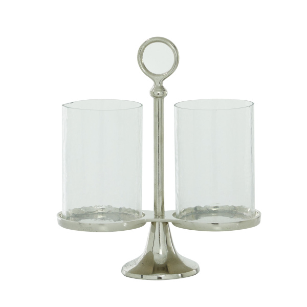 603280 Clear Silver Aluminum Traditional Candle Holder Lantern 2
