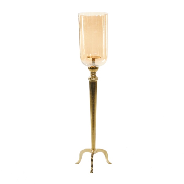 603289 Clear Gold Aluminum Traditional Hurricane Lamp 2