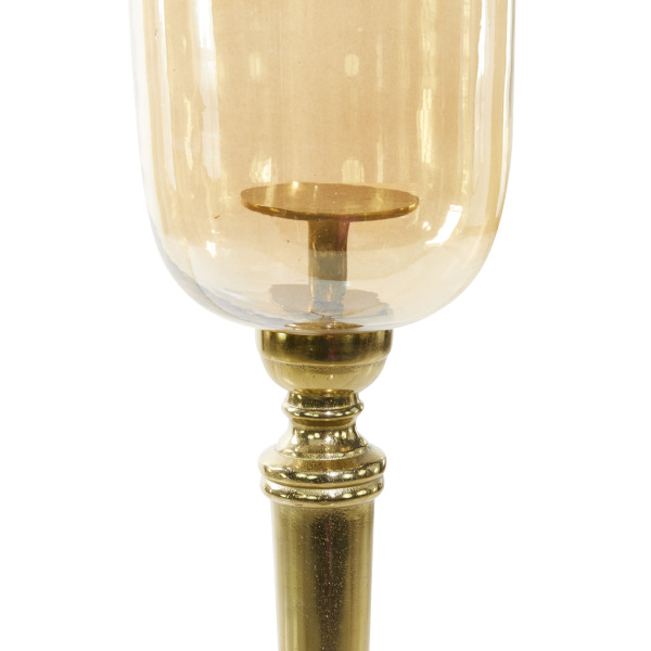 603289 Clear Gold Aluminum Traditional Hurricane Lamp 3