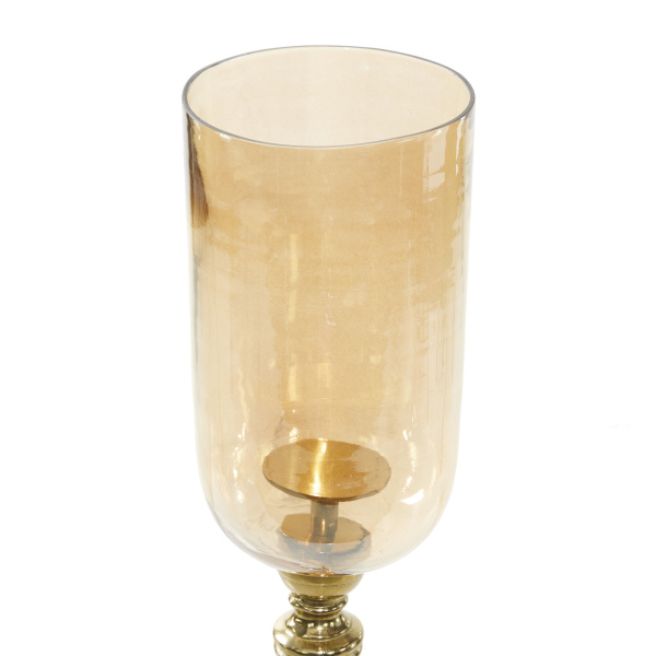 603289 Clear Gold Aluminum Traditional Hurricane Lamp 5
