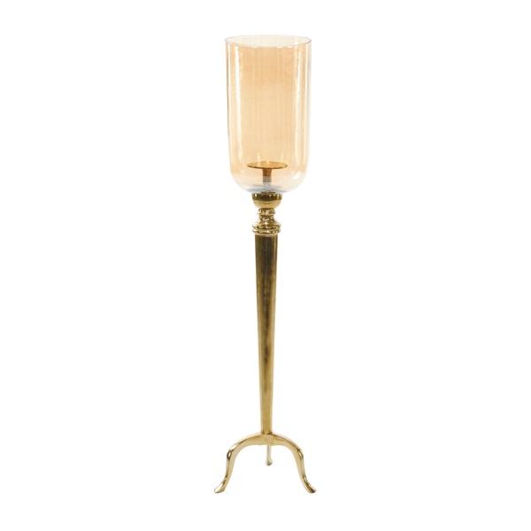 603289 Clear Gold Aluminum Traditional Hurricane Lamp 6