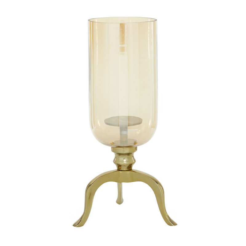 603290 Clear Gold Aluminum Traditional Hurricane Lamp 1
