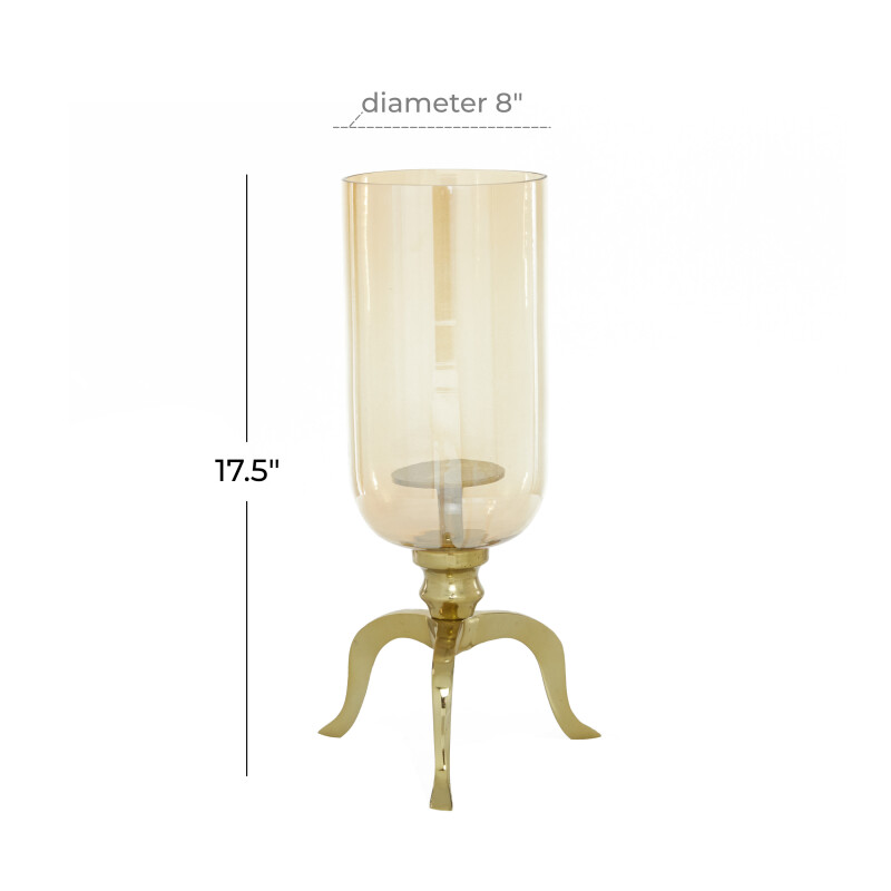 603290 Clear Gold Aluminum Traditional Hurricane Lamp 5