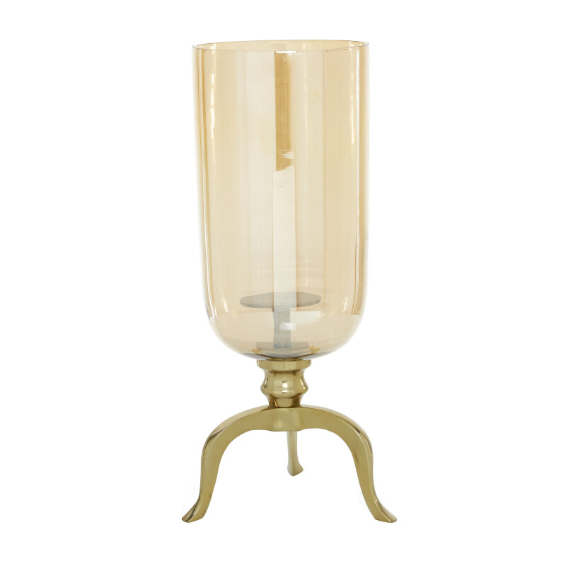 603291 Clear Gold Aluminum Traditional Hurricane Lamp 1