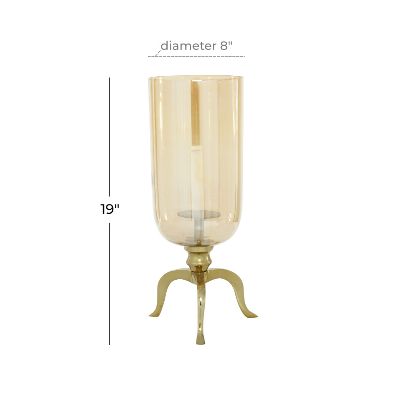 603291 Clear Gold Aluminum Traditional Hurricane Lamp 5