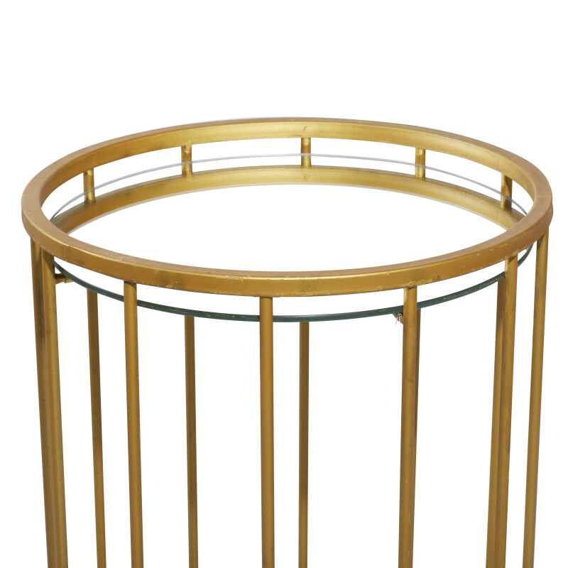 603314 Gold Set Of 3 Gold Metal Contemporary Accent Table 3