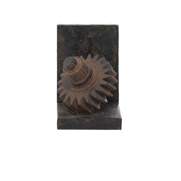 603322 Set Of 2 Brown Polystone Industrial Gear Bookends 4