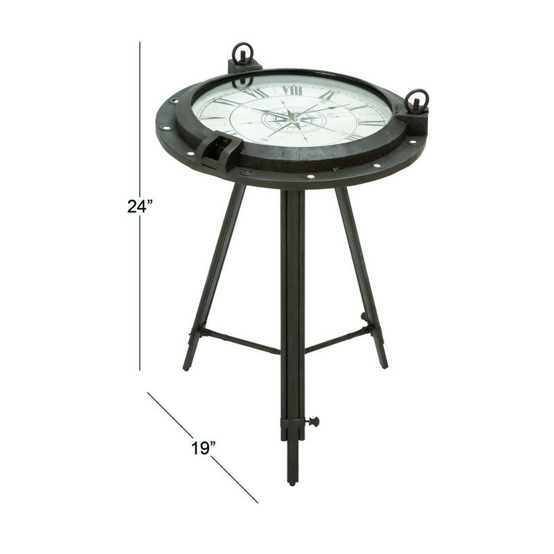603355 Black Metal Industrial Accent Table 2