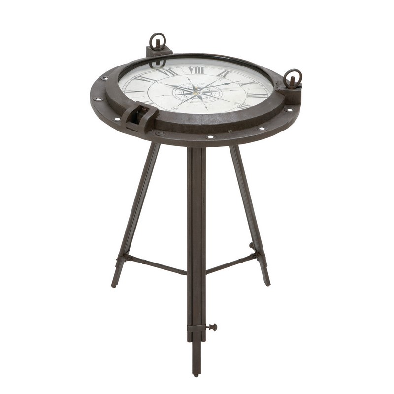 Black Metal Industrial Accent Table, 24" x 19" x 19"