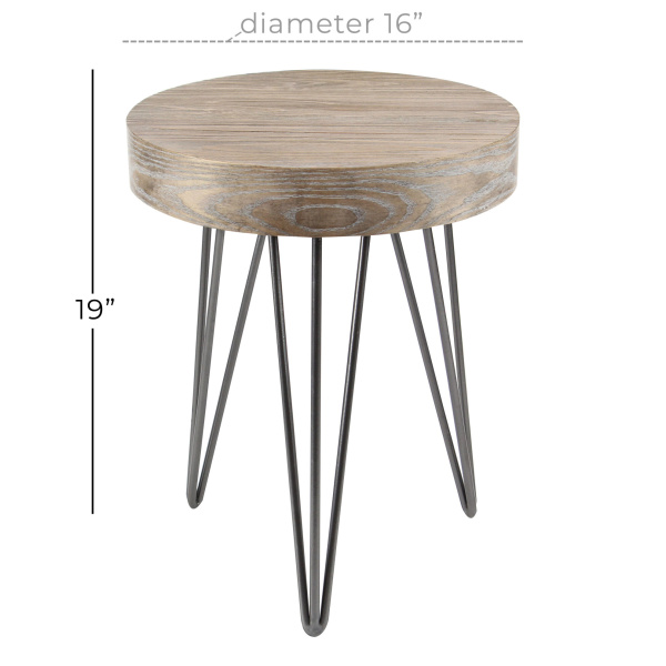 603418 Silver Brown Wood And Metal Modern Accent Table 1