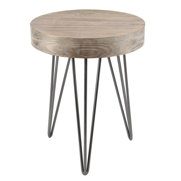 Brown Wood and Metal Modern Accent Table, 19" x 16" x 16"