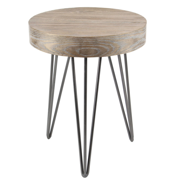 603418 Silver Brown Wood And Metal Modern Accent Table 4