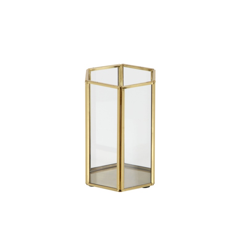 603492 Clear Cosmoliving By Cosmopolitan Set Of 3 Gold Glass Modern Lantern 1