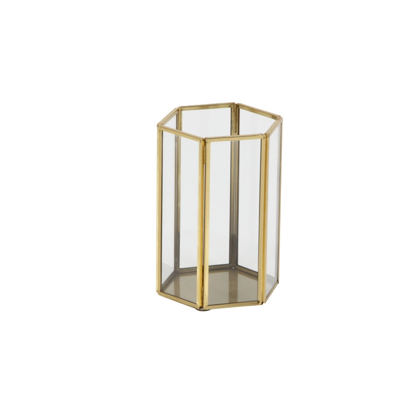 603492 Clear Cosmoliving By Cosmopolitan Set Of 3 Gold Glass Modern Lantern 2
