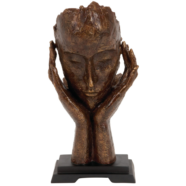 603570 Brown Polystone Traditional Sculpture, Mask 16" x 5" x 8"