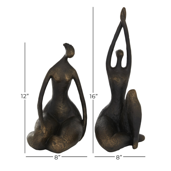 603603 Set Of 2 Bronze Resin Traditional Yoga Sculpture 1