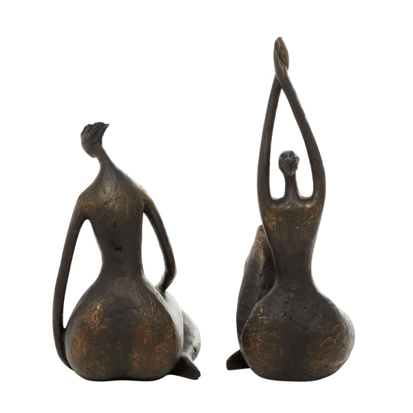603603 Set Of 2 Bronze Resin Traditional Yoga Sculpture 2
