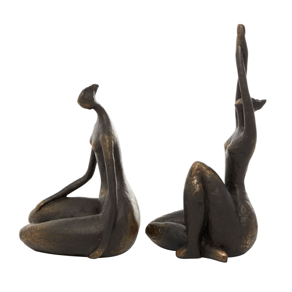 603603 Set Of 2 Bronze Resin Traditional Yoga Sculpture 6