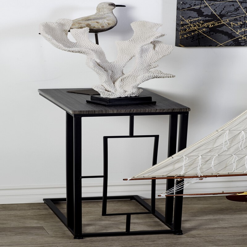 603622 Black Metal And Wood Contemporary Accent Table 13