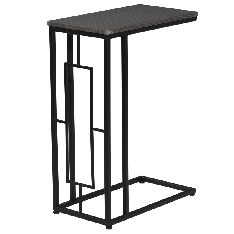 Black Metal and Wood Contemporary Accent Table, 26" x 19" x 10"
