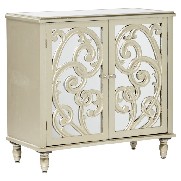 Gold Wood Glam Cabinet, 31" x 30" x 15"