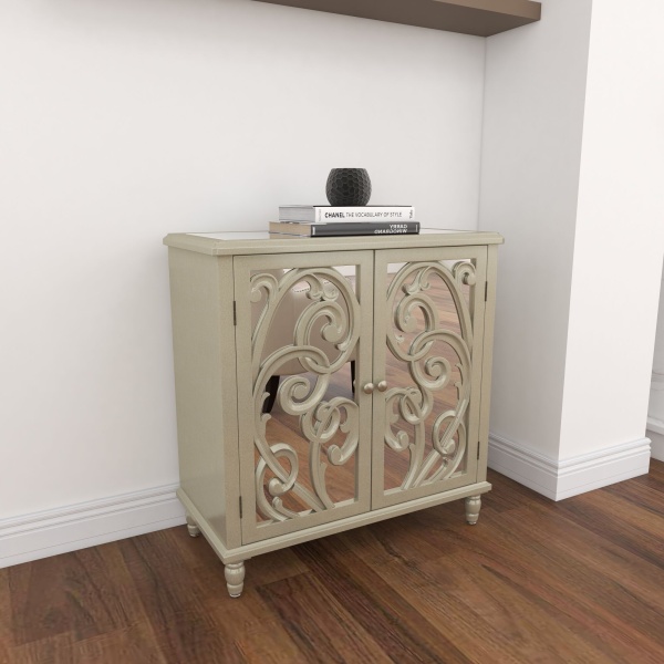 603657 Silver Gold Wood Glam Cabinet 4
