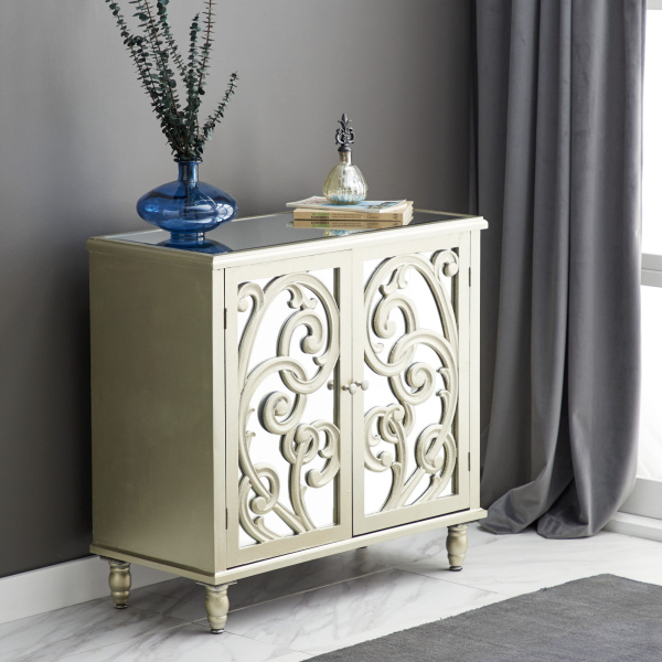 603657 Silver Gold Wood Glam Cabinet 5