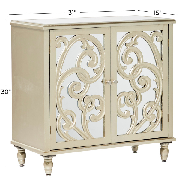 603657 Silver Gold Wood Glam Cabinet 6