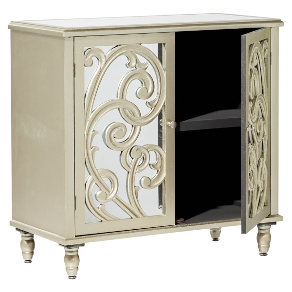 603657 Silver Gold Wood Glam Cabinet 9