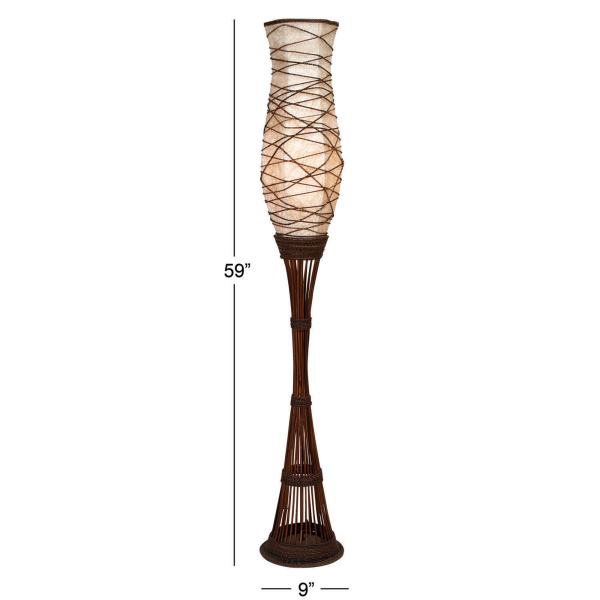 603672 Brown Bamboo And Metal Traditional Floor Lamp 1