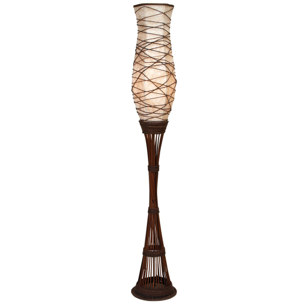 603672 Brown Bamboo And Metal Traditional Floor Lamp 6