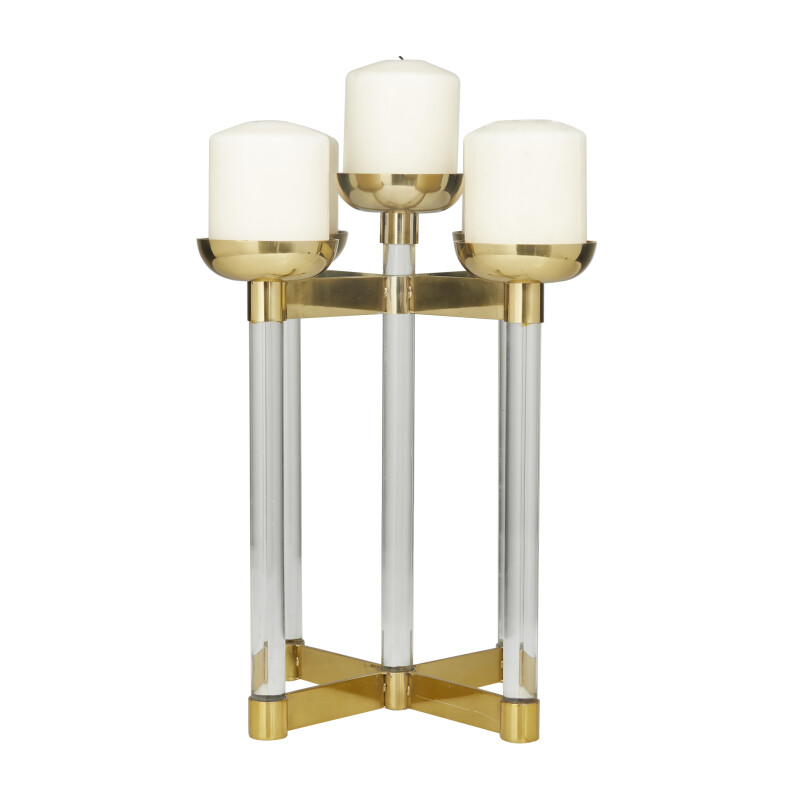 603684 Gold Gold Stainless Steel Contemporary Candle Holder 10 X 10 X 14 17