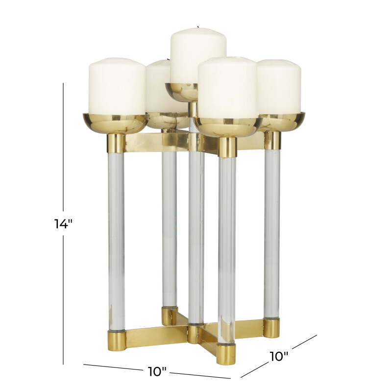603684 Gold Gold Stainless Steel Contemporary Candle Holder 10 X 10 X 14 19