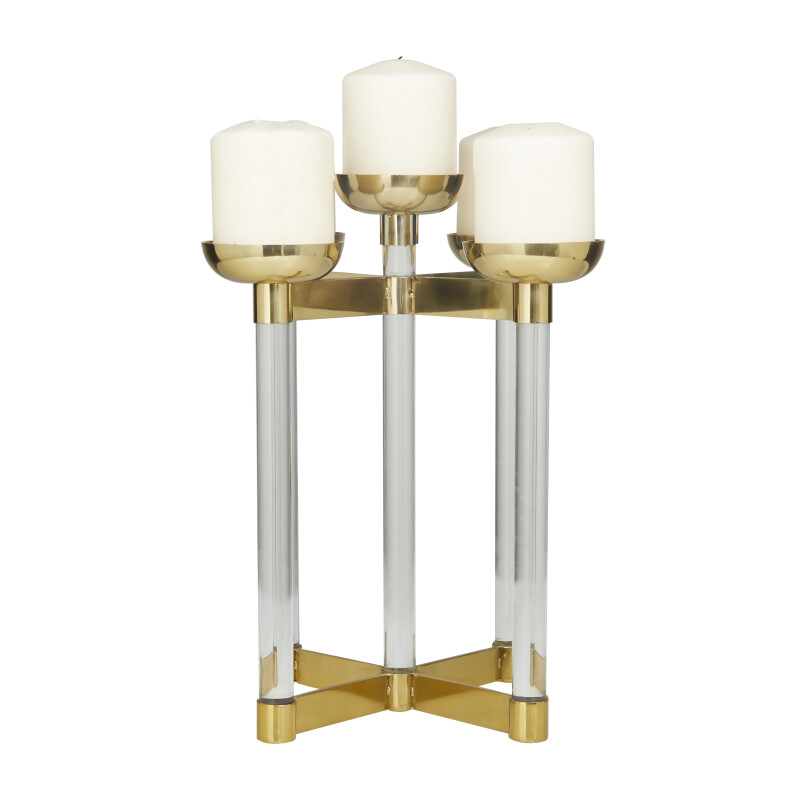 603684 Gold Gold Stainless Steel Contemporary Candle Holder 10 X 10 X 14 3