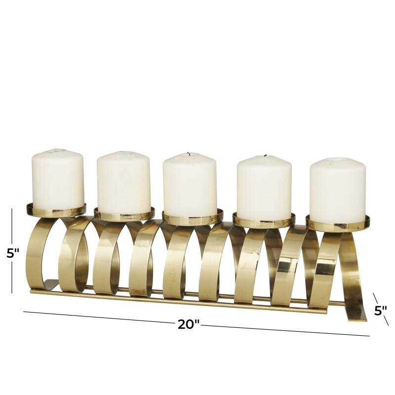 603691 Gold Gold Stainless Steel Contemporary Candle Holder 20 X 5 X 5 19
