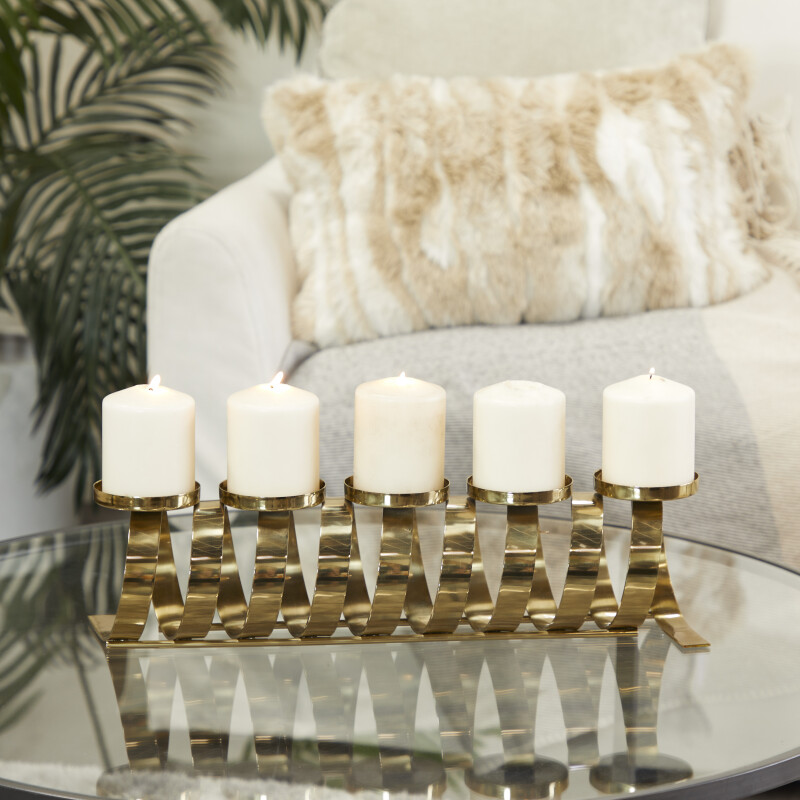 603691 Gold Stainless Steel Contemporary Candle Holder
