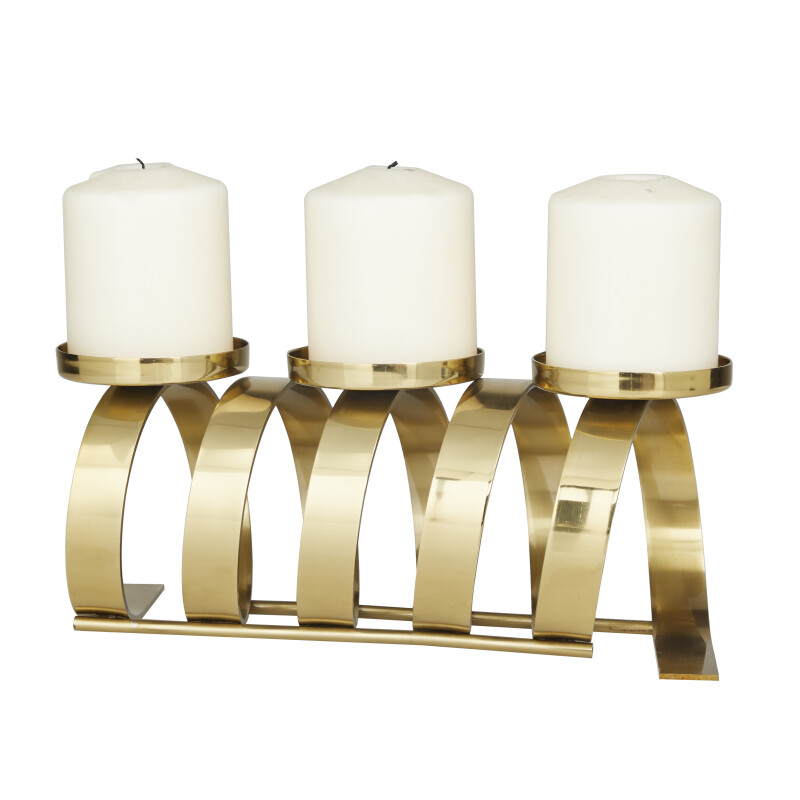 603692 Gold Gold Stainless Steel Contemporary Candle Holder 12 X 5 X 5 17