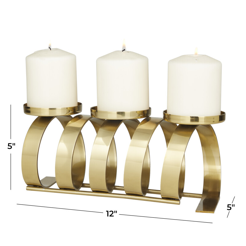 603692 Gold Gold Stainless Steel Contemporary Candle Holder 12 X 5 X 5 19