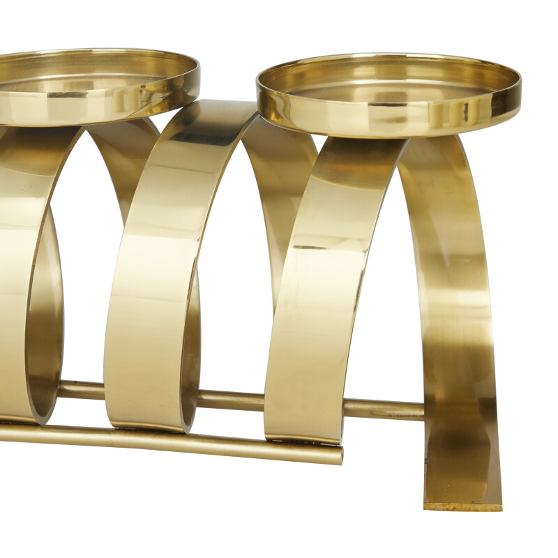 603692 Gold Gold Stainless Steel Contemporary Candle Holder 12 X 5 X 5 9