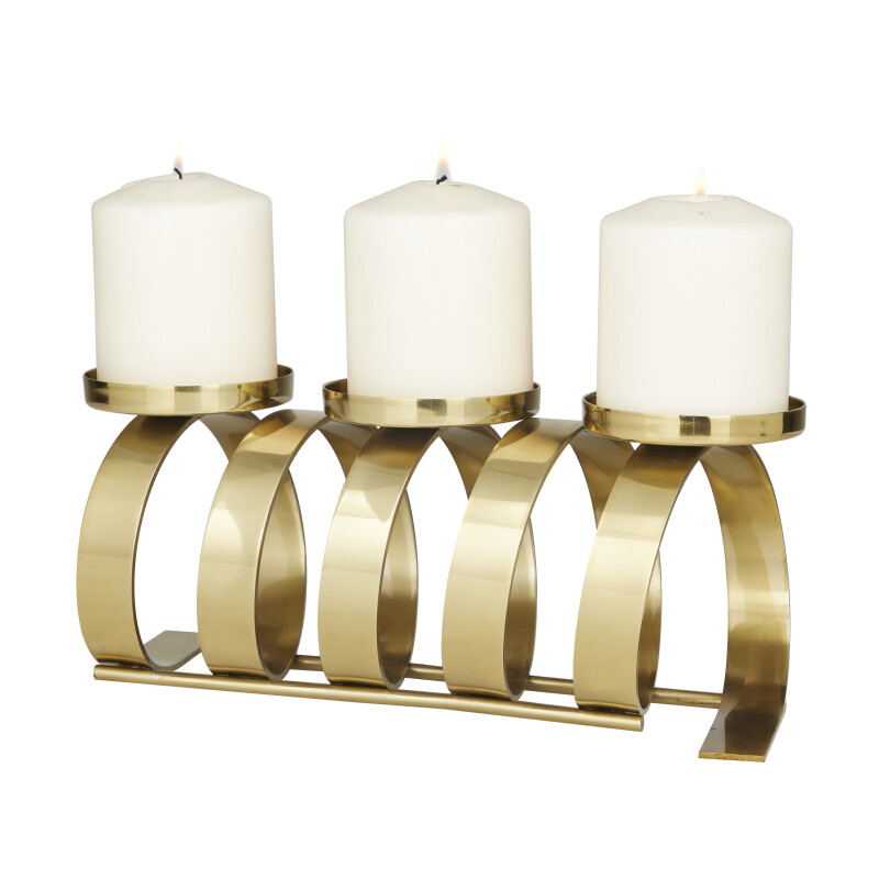 603692 Gold Stainless Steel Contemporary Candle Holder
