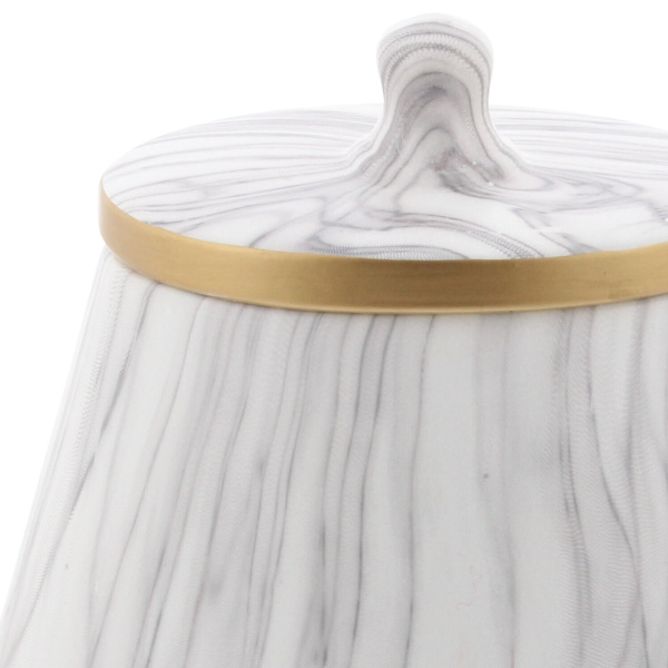 603765 Gold Cosmoliving By Cosmopolitan White Stoneware Contemporary Decorative Jar 3