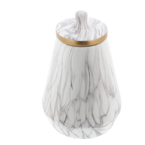 603765 Gold Cosmoliving By Cosmopolitan White Stoneware Contemporary Decorative Jar 5
