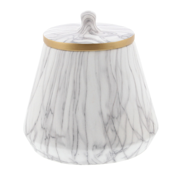 603765 CosmoLiving by Cosmopolitan White Stoneware Contemporary Decorative Jar, 10" x 9" x 7"