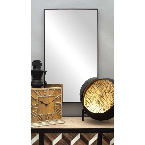 603782 Black Contemporary Wood Wall Mirror 1