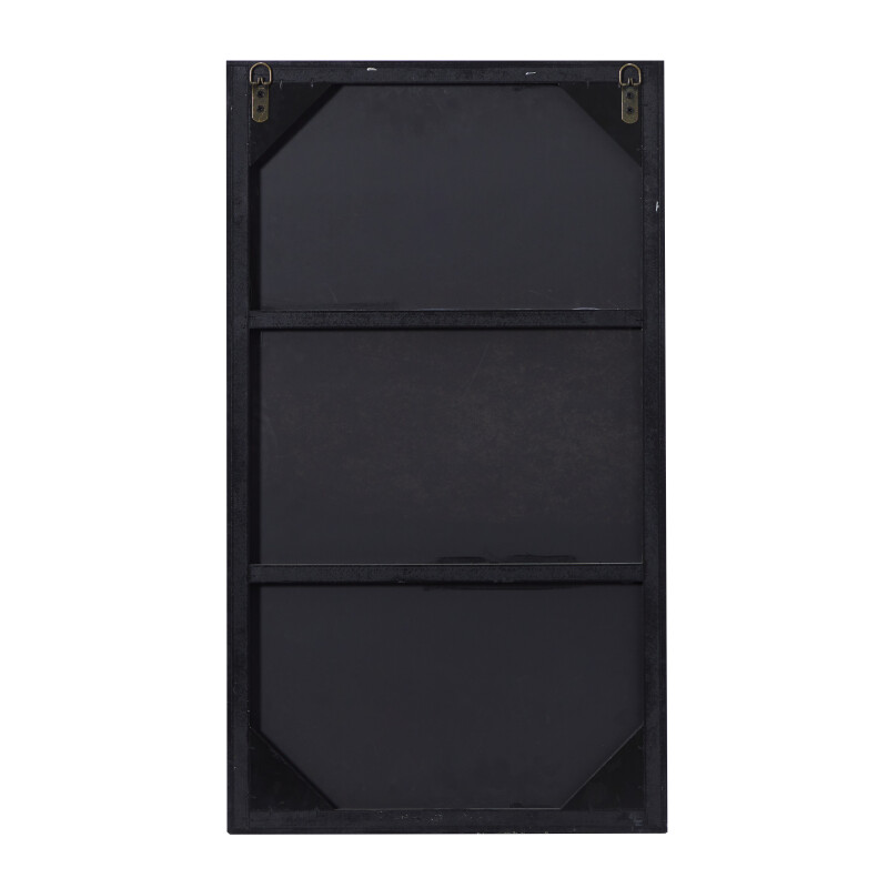 603782 Black Contemporary Wood Wall Mirror 2