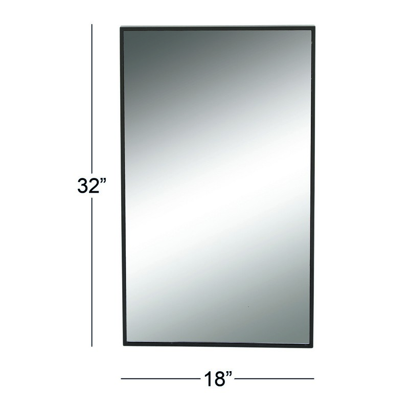 603782 Black Contemporary Wood Wall Mirror 2